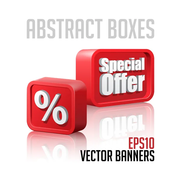Conjunto de banners abstractos de plástico 3D rojo — Archivo Imágenes Vectoriales