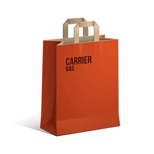 Bolsa de reciclaje de papel portador marrón y rojo vacío — Vector de stock