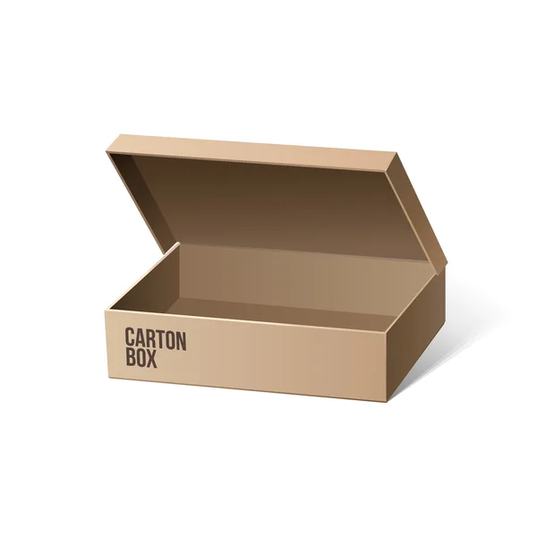 Boîte d'emballage en carton longue ouverte — Image vectorielle