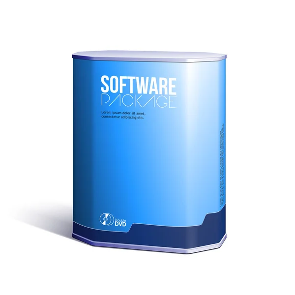 Achteck kunststoff software dvd / cd disk paket box blau — Stockvektor