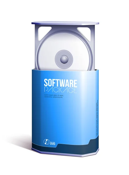 Achteck kunststoff software dvd / cd disk paket box blau — Stockvektor