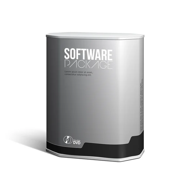 Octagon Software Package Box Escala de grises — Vector de stock