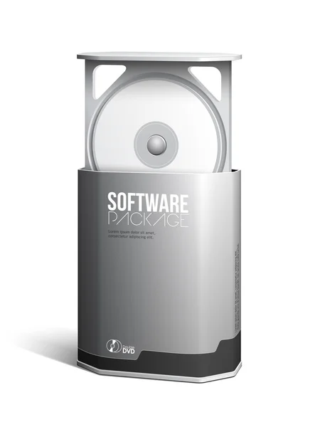 Octágono software paquete caja abierta en escala de grises — Vector de stock