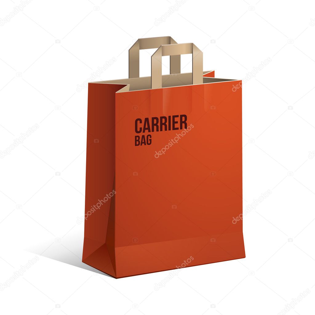 Carrier Paper Recycle Bag Brown And Red Empty