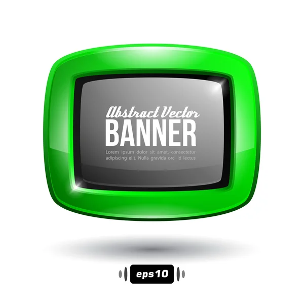 Glänsande gröna torget banner med rundade hörn — Stock vektor