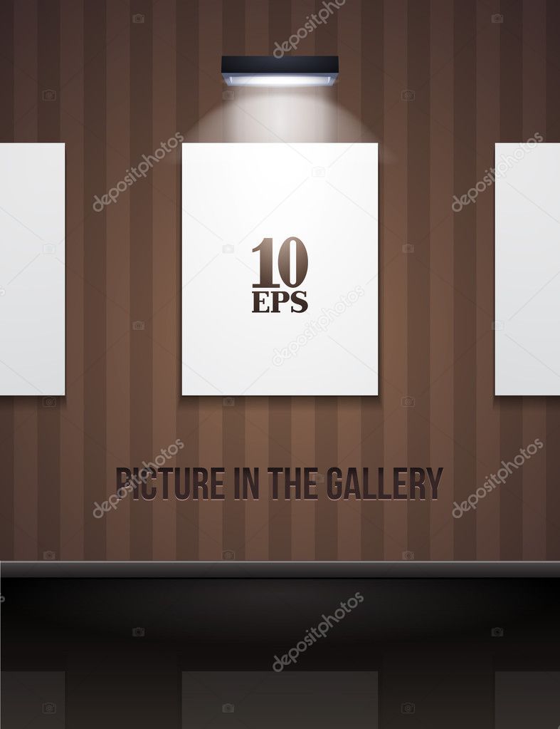 Picture On The Wall With Light In Gallery Brown