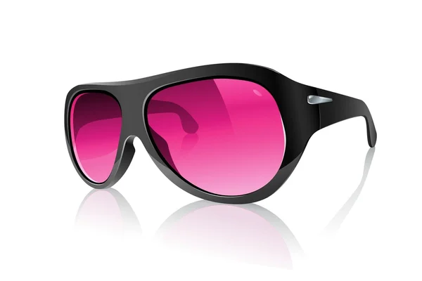 酷现实粉红色塑料黑色太阳镜 — 图库矢量图片