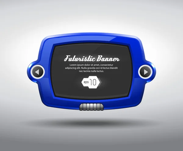 Μπλε οθόνη τηλεόρασης διάνυσμα αφηρημένη φουτουριστικό συσκευή γυαλιστερό ρυθμιστικό μαξιλάρι, banner web design στοιχεία μαύρο eps10 — Διανυσματικό Αρχείο