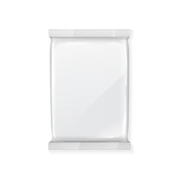 Λευκό κενό αλουμινένια συσκευασία πλαστικό πακέτο έτοιμο για το σχέδιό σας: Σνακ προϊόν συσκευασίας — Διανυσματικό Αρχείο