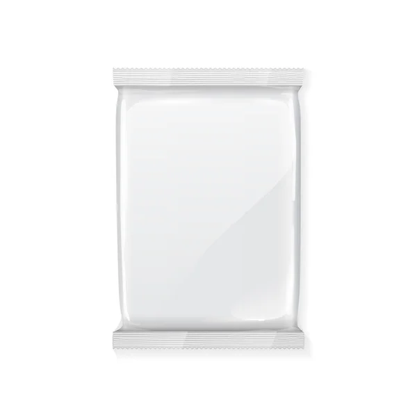 Vit Blank folie förpackningar plast Pack redo för din Design: Mellanmål produkt förpackning Vektorgrafik