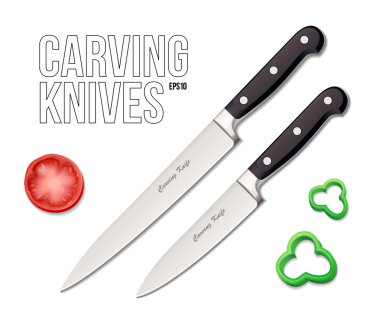 Two Chef's Kitchen Carving Knives EPS10