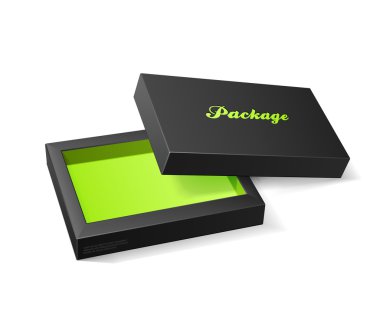 3D Modern Candy Open Box, Black And Green: EPS10