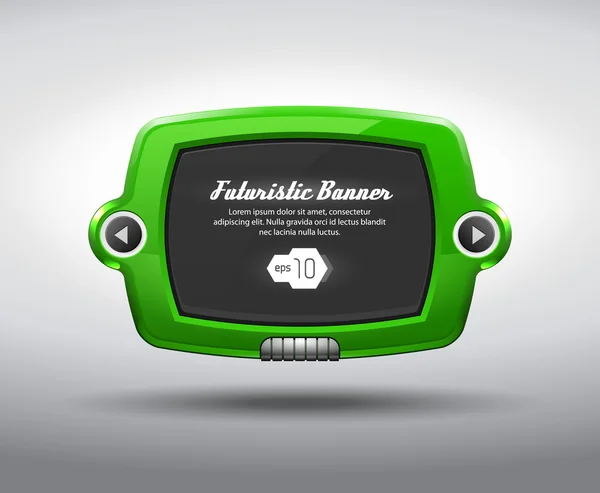 Almofada deslizante brilhante verde Dispositivo futurista Exibição de TV vetorial abstrato, Banner Web Design Elements Black EPS10 — Vetor de Stock