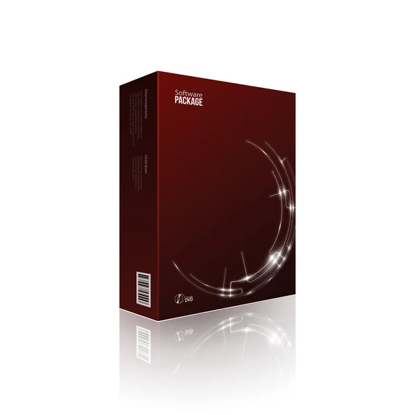 Modernes Softwarepaket Box rot mit DVD oder CD-Disk eps10 — Stockvektor