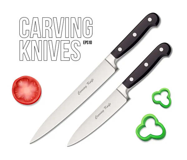 Två kockens kök Carving knivar Eps10 — Stock vektor