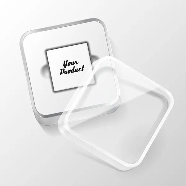 Glossy Plastic Box Square with Rounded Corners — стоковый вектор