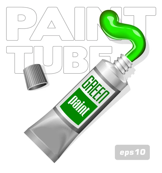 Green Paint In Aluminum Tube — Stock Vector