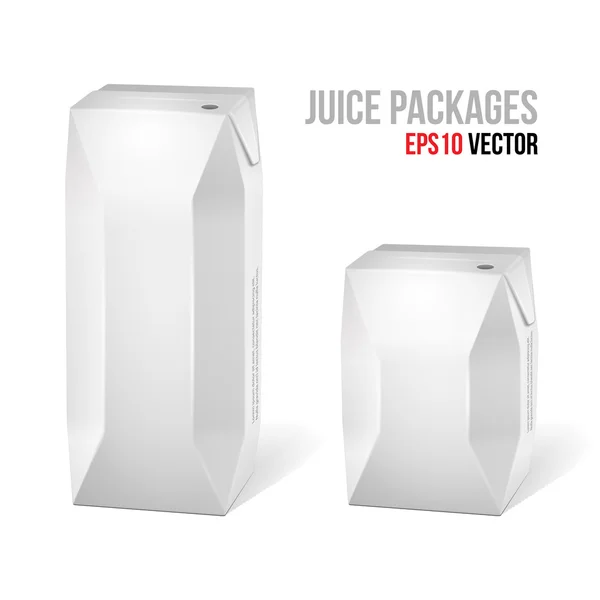 Two Juice Carton Packages Blank White: Vector Version EPS10 — Stock Vector