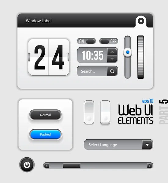 Web UI Elements Design Cinza Azul: Parte 5 — Vetor de Stock