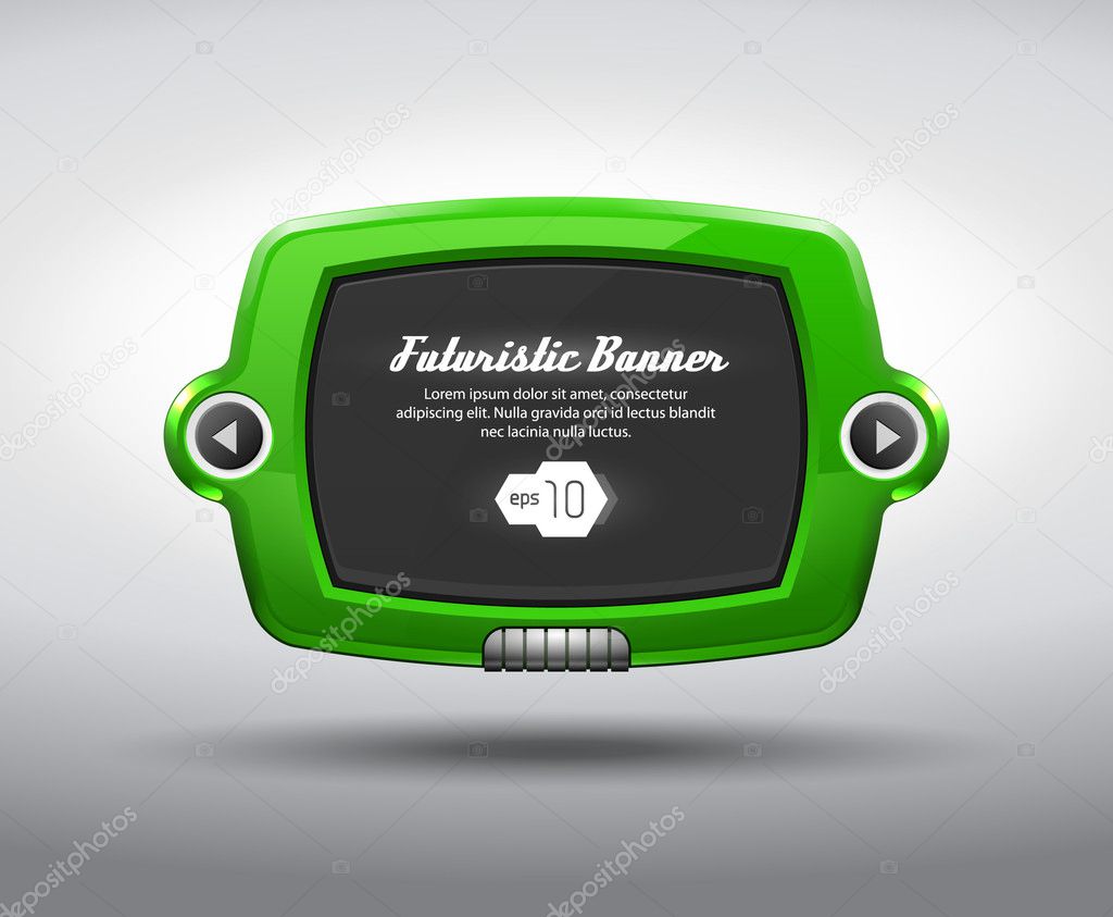 Green Glossy Slider Pad Futuristic Device Abstract Vector TV Display , Banner Web Design Elements Black EPS10
