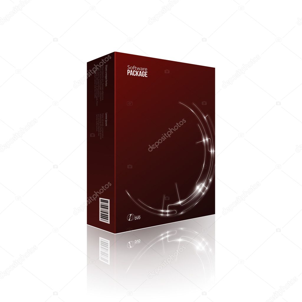 Modern Software Package Box Red With DVD Or CD Disk EPS10