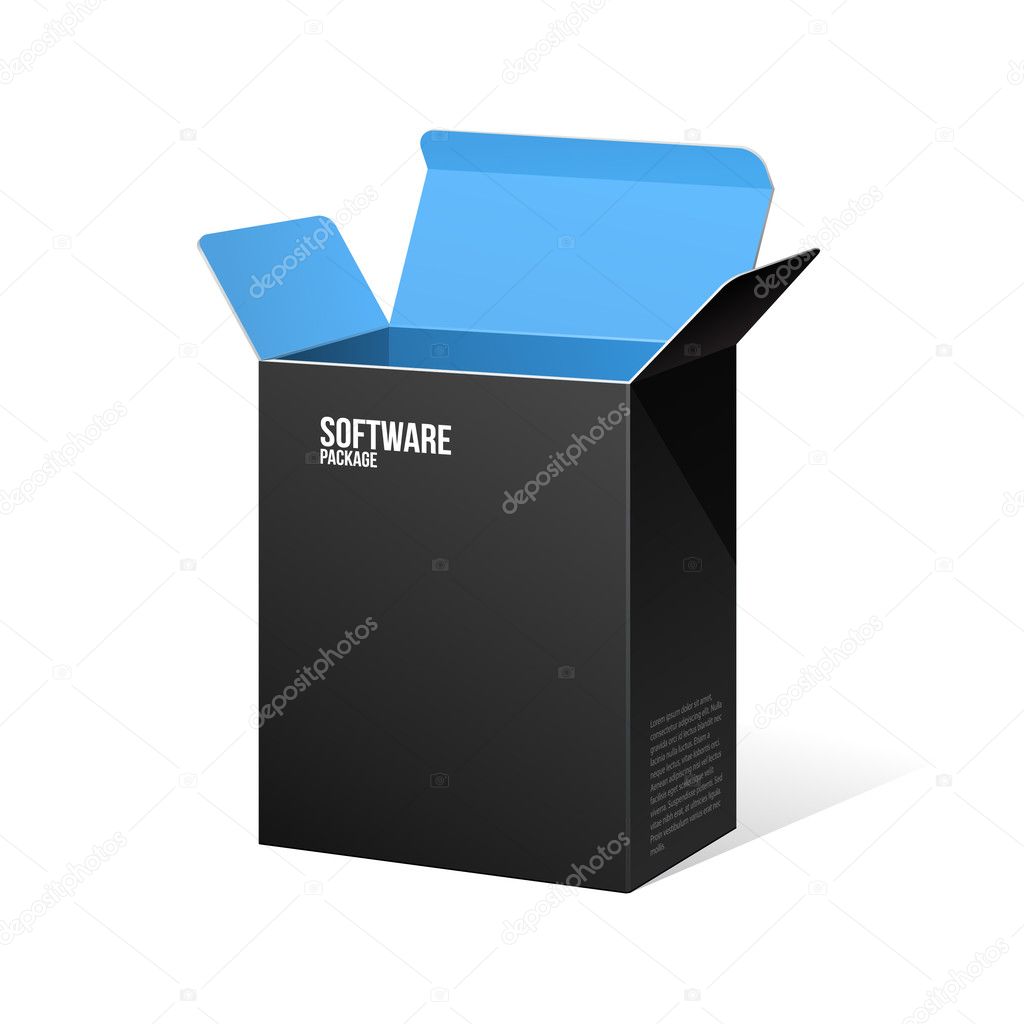 Software Package Box Opened Black Inside Blue