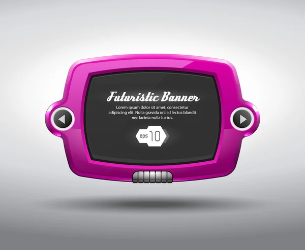 すみれ色の紫色の光沢のあるスライダー パッド未来デバイス抽象ベクトル tv ディスプレイ、バナー web デザイン要素黒 eps10 — ストックベクタ
