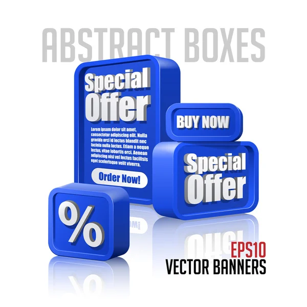 3D plastik soyut afiş ayarla mavi: Eps10