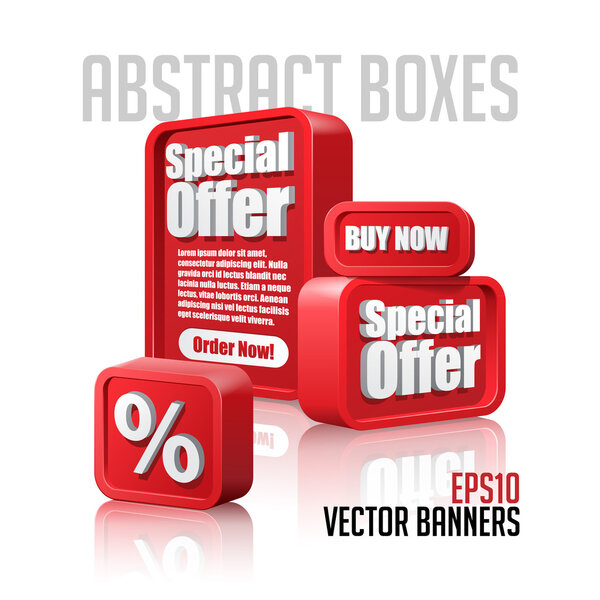 Трехмерные абстрактные баннеры красного цвета: S10
