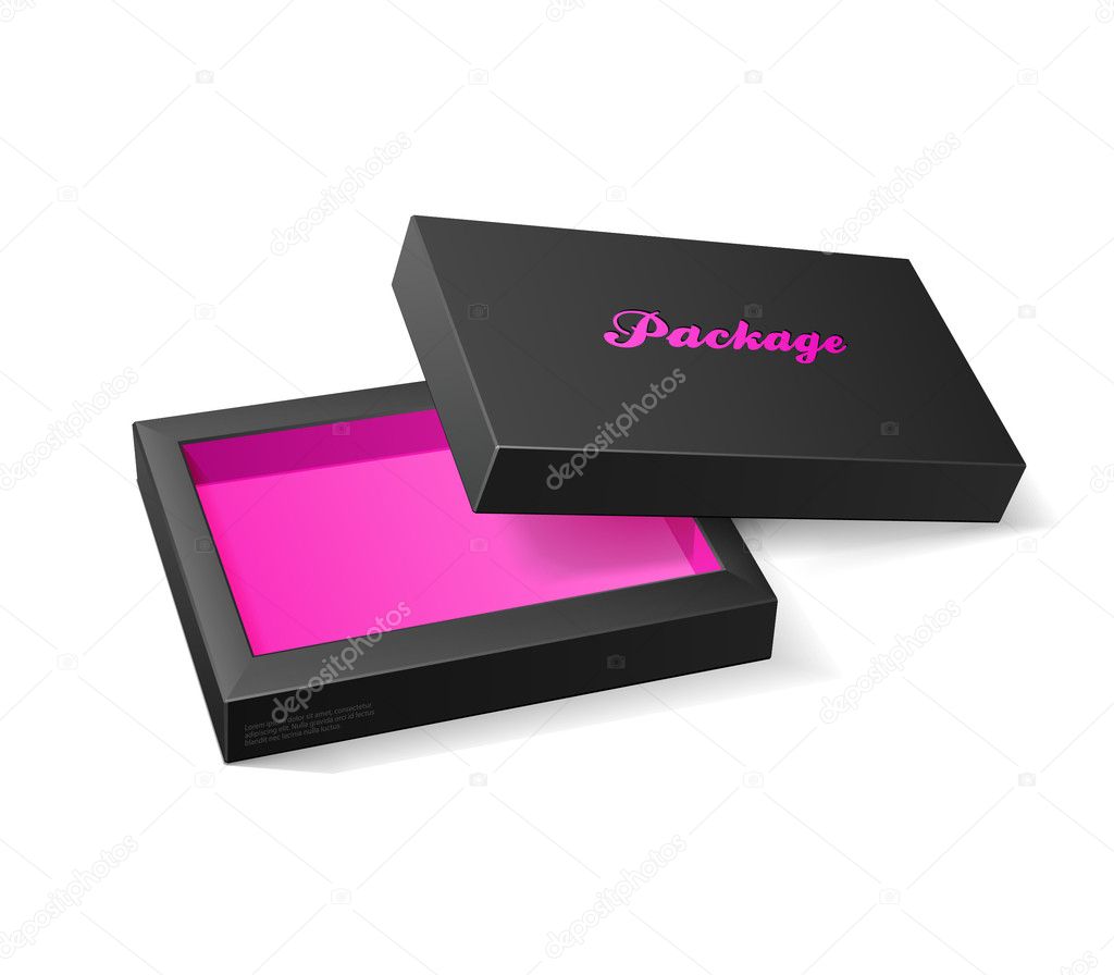3D Modern Candy Open Box, Black And Pink: EPS10