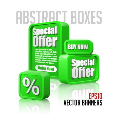 3D Plastic Abstract Banners Set Green: EPS10 clipart