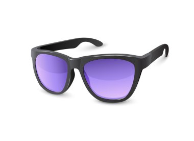 Stylish Black Sun Glasses With Violet Lenses clipart