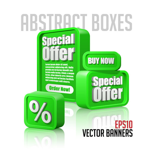 Трехмерные абстрактные баннеры зеленого цвета: S10
