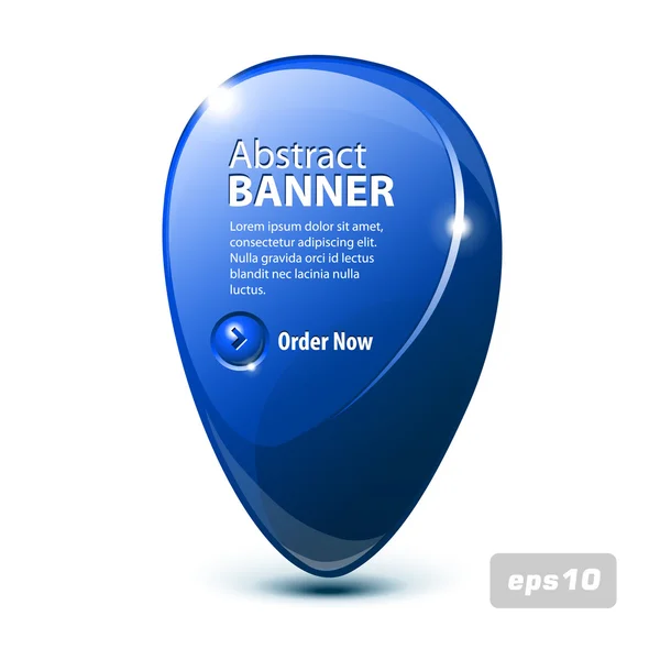 Banner de vidro brilhante abstrato azul com botão — Vetor de Stock