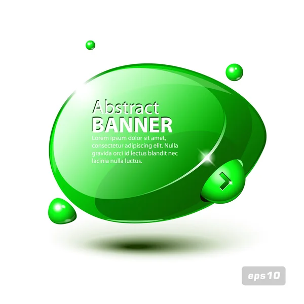 Bannière en verre brillant abstrait vert horizontal avec bouton Commander maintenant — Image vectorielle