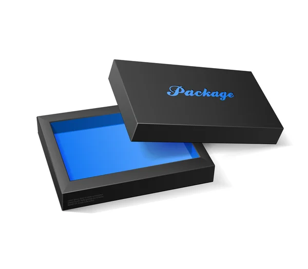 Caixa aberta moderna dos doces 3D, preto e azul: EPS10 — Vetor de Stock