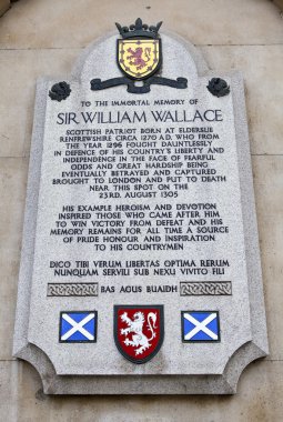 William Wallace Memorial Plaque in London. clipart
