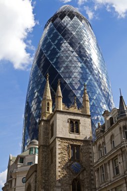 St Andrew Undershaft Church and the Gherkin clipart