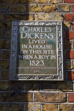 Charles Dickens Plaque in London clipart