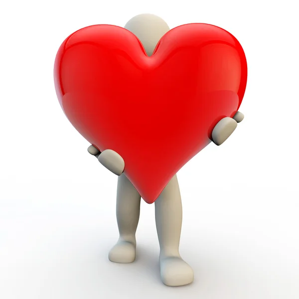 stock image 3d human character holds big red heart