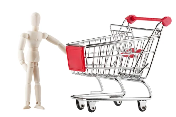 Dummy and shopping cart — Stock Photo, Image