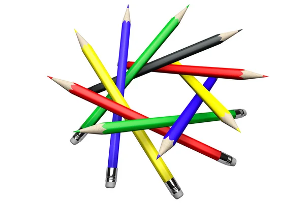 Pencils in circle — Stock Photo, Image