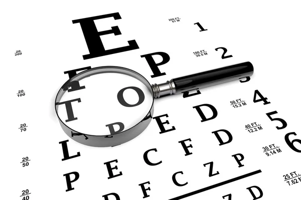 Magnifying with eye chart — Stock Photo, Image