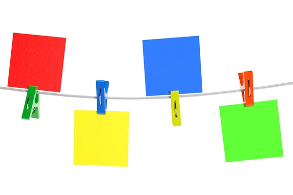 Feljegyzés típusú papírok clothespins — Stock Fotó