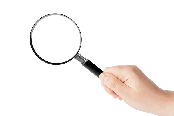 Magnifying glass with hand — Stock Photo, Image