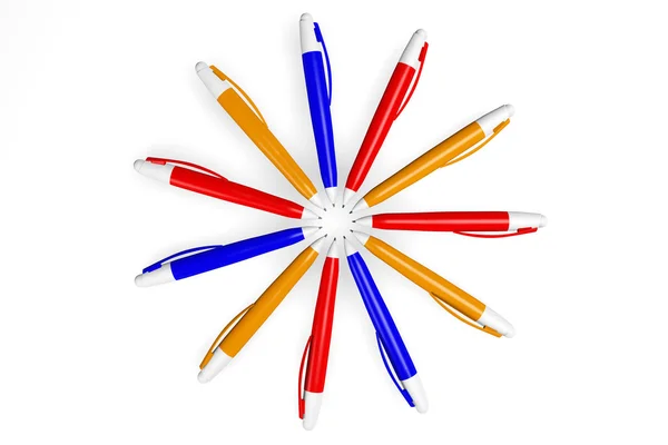 彩色钢笔的圈子 — 图库照片