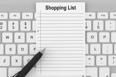 Shopping List with Keyboard clipart