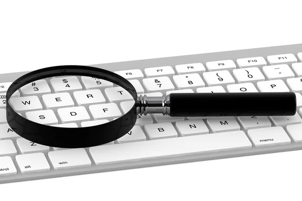 Magnifier with keyboard — Stock Photo, Image
