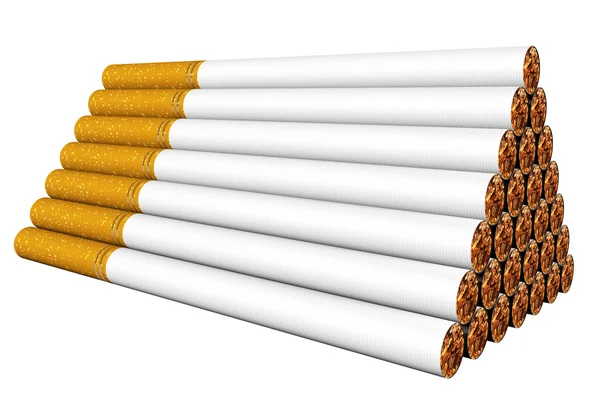 Stack av cigaretter på vita — Stockfoto