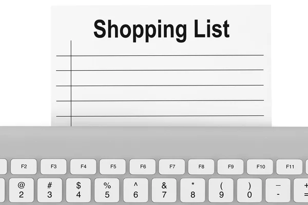 Список покупок с клавиатурой — стоковое фото